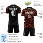 Benutzerdefinierte schwarz weiß-orange abstrakte Netzwerk Splash Sublimation Fußball Uniform Jersey Benutzerdefinierte schwarz weiß-orange abstrakte Netzwerk Splash Sublimation Fußball Uniform Jersey