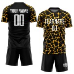 Benutzerdefinierte schwarz weiß-gold abstrakte Netzwerk Splash Sublimation Fußball Uniform Trikot Benutzerdefinierte schwarz weiß-gold abstrakte Netzwerk Splash Sublimation Fußball Uniform Trikot