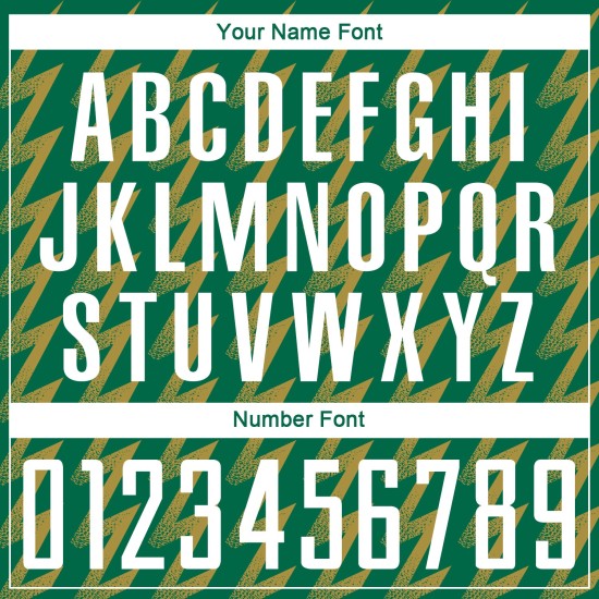 Benutzerdefinierte Kelly Green Weiß-Altgold Zickzack Form Sublimation Fußball Uniform Trikot Benutzerdefinierte Kelly Green Weiß-Altgold Zickzack Form Sublimation Fußball Uniform Trikot