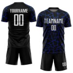 Benutzerdefinierte schwarz weiß-königsblau abstrakte Netzwerk Splash Sublimation Fußball Uniform Trikot Benutzerdefinierte schwarz weiß-königsblau abstrakte Netzwerk Splash Sublimation Fußball Uniform Trikot
