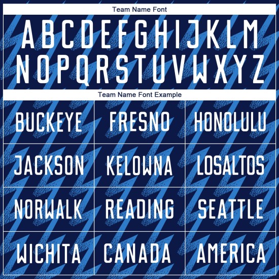 Benutzerdefiniertes Marineblaues, weiß-puderblaues Sublimations-Fußballtrikot in Zickzack-Form Benutzerdefiniertes Marineblaues, weiß-puderblaues Sublimations-Fußballtrikot in Zickzack-Form