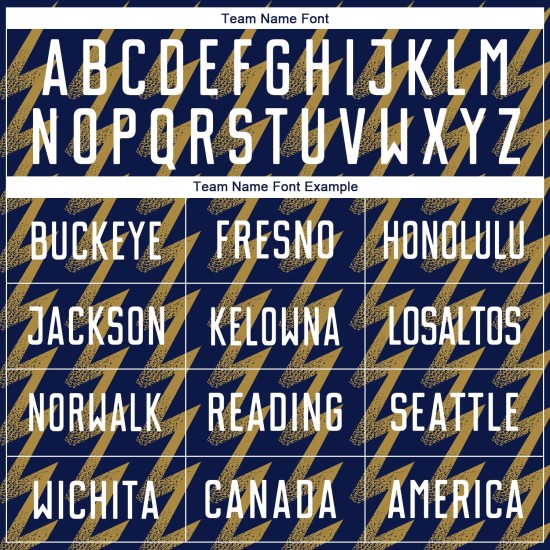 Benutzerdefiniertes Marine-Weiß-Altgold-Sublimations-Fußballtrikot mit Zickzack-Form Benutzerdefiniertes Marine-Weiß-Altgold-Sublimations-Fußballtrikot mit Zickzack-Form