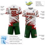 Benutzerdefinierte weiß rot-grün abstrakte Fragment Kunst Splash Sublimation Fußball Uniform Jersey Benutzerdefinierte weiß rot-grün abstrakte Fragment Kunst Splash Sublimation Fußball Uniform Jersey
