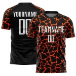 Benutzerdefinierte schwarz weiß-orange abstrakte Netzwerk Splash Sublimation Fußball Uniform Jersey Benutzerdefinierte schwarz weiß-orange abstrakte Netzwerk Splash Sublimation Fußball Uniform Jersey
