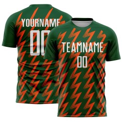 Benutzerdefinierte grün weiß-orange Zickzack-Form Sublimation Fußball Uniform Trikot