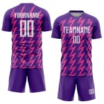Benutzerdefinierte Lila Weiß-Rosa Zickzack Form Sublimation Fußball Uniform Trikot Benutzerdefinierte Lila Weiß-Rosa Zickzack Form Sublimation Fußball Uniform Trikot