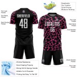 Benutzerdefinierte schwarz weiß-rosa abstrakte Netzwerk Splash Sublimation Fußball Uniform Jersey Benutzerdefinierte schwarz weiß-rosa abstrakte Netzwerk Splash Sublimation Fußball Uniform Jersey