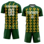 Benutzerdefinierte grün weiß-gold Zickzack Form Sublimation Fußball Uniform Trikot Benutzerdefinierte grün weiß-gold Zickzack Form Sublimation Fußball Uniform Trikot