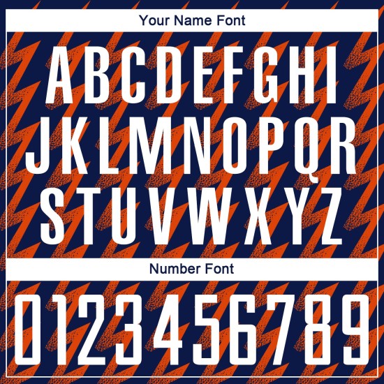 Benutzerdefiniertes Marineblaues, Weiß-Orangefarbenes Sublimations-Fußballtrikot Benutzerdefiniertes Marineblaues, Weiß-Orangefarbenes Sublimations-Fußballtrikot