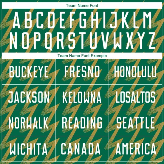 Benutzerdefinierte Kelly Green Weiß-Altgold Zickzack Form Sublimation Fußball Uniform Trikot Benutzerdefinierte Kelly Green Weiß-Altgold Zickzack Form Sublimation Fußball Uniform Trikot