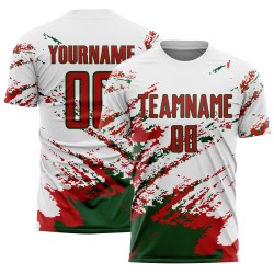Benutzerdefinierte weiß rot-grün abstrakte Fragment Kunst Splash Sublimation Fußball Uniform Jersey