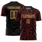 Benutzerdefinierte schwarz alt gold-rot abstrakte Netzwerk Splash Sublimation Fußball Uniform Trikot Benutzerdefinierte schwarz alt gold-rot abstrakte Netzwerk Splash Sublimation Fußball Uniform Trikot