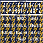 Benutzerdefiniertes Marineblaues Weiß-Gold-Fußballtrikot mit Sublimationsdruck Benutzerdefiniertes Marineblaues Weiß-Gold-Fußballtrikot mit Sublimationsdruck