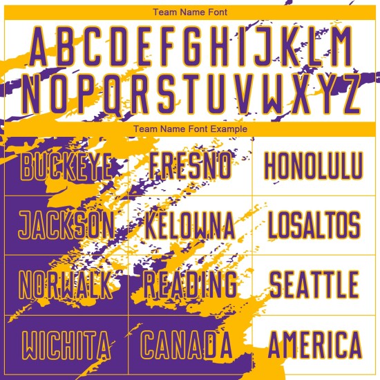 Benutzerdefinierte weiß lila-gold abstrakte Fragment Kunst Splash Sublimation Fußball Uniform Jersey Benutzerdefinierte weiß lila-gold abstrakte Fragment Kunst Splash Sublimation Fußball Uniform Jersey