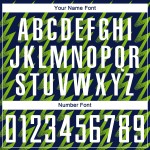 Benutzerdefiniertes Marineblaues, Weiß-Neongrünes, Zickzack-förmiges Sublimations-Fußballtrikot Benutzerdefiniertes Marineblaues, Weiß-Neongrünes, Zickzack-förmiges Sublimations-Fußballtrikot