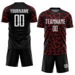 Benutzerdefinierte schwarz weiß-rot abstrakte Netzwerk Splash Sublimation Fußball Uniform Trikot Benutzerdefinierte schwarz weiß-rot abstrakte Netzwerk Splash Sublimation Fußball Uniform Trikot