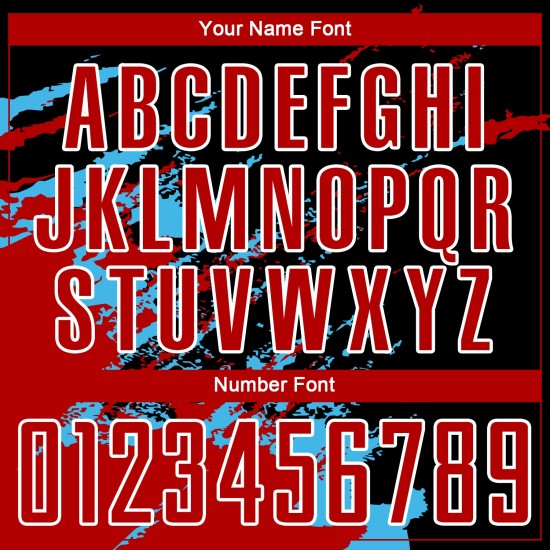 Benutzerdefinierte schwarz rot-himmelblau abstrakte Fragment Kunst Splash Sublimation Fußball Uniform Jersey Benutzerdefinierte schwarz rot-himmelblau abstrakte Fragment Kunst Splash Sublimation Fußball Uniform Jersey