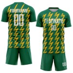 Benutzerdefinierte Kelly Green Weiß-Gold Zickzack Form Sublimation Fußball Uniform Trikot Benutzerdefinierte Kelly Green Weiß-Gold Zickzack Form Sublimation Fußball Uniform Trikot