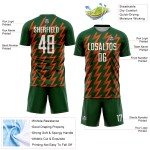 Benutzerdefinierte grün weiß-orange Zickzack-Form Sublimation Fußball Uniform Trikot Benutzerdefinierte grün weiß-orange Zickzack-Form Sublimation Fußball Uniform Trikot