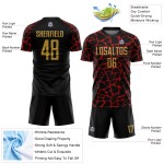 Benutzerdefinierte schwarz alt gold-rot abstrakte Netzwerk Splash Sublimation Fußball Uniform Trikot Benutzerdefinierte schwarz alt gold-rot abstrakte Netzwerk Splash Sublimation Fußball Uniform Trikot