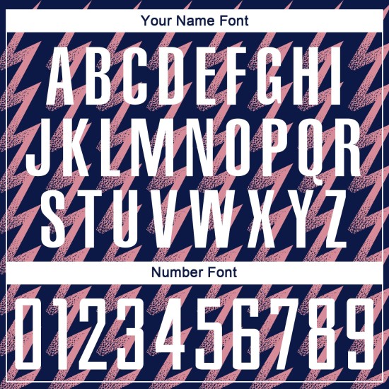 Benutzerdefiniertes Marineblaues, Weiß-Mittelrosa Sublimations-Fußballtrikot in Zickzack-Form Benutzerdefiniertes Marineblaues, Weiß-Mittelrosa Sublimations-Fußballtrikot in Zickzack-Form