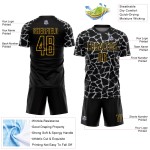 Benutzerdefinierte schwarz grau-gold abstrakte Netzwerk Splash Sublimation Fußball Uniform Trikot Benutzerdefinierte schwarz grau-gold abstrakte Netzwerk Splash Sublimation Fußball Uniform Trikot