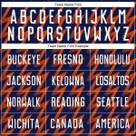 Benutzerdefiniertes Marineblaues, Weiß-Orangefarbenes Sublimations-Fußballtrikot Benutzerdefiniertes Marineblaues, Weiß-Orangefarbenes Sublimations-Fußballtrikot