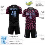 Benutzerdefinierte schwarz hellblau-rosa abstrakte Netzwerk Splash Sublimation Fußball Uniform Jersey Benutzerdefinierte schwarz hellblau-rosa abstrakte Netzwerk Splash Sublimation Fußball Uniform Jersey