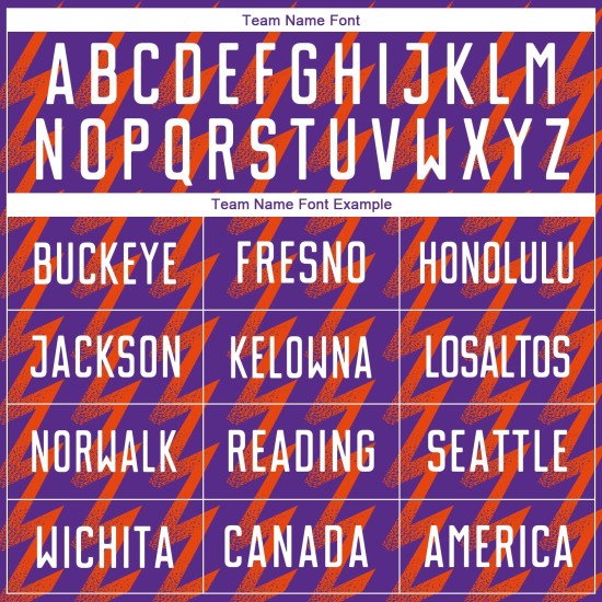 Benutzerdefinierte Lila Weiß-Orange Zickzack Form Sublimation Fußball Uniform Trikot Benutzerdefinierte Lila Weiß-Orange Zickzack Form Sublimation Fußball Uniform Trikot