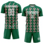 Benutzerdefinierte Kelly Grün Weiß-Mittel Rosa Zickzack Form Sublimation Fußball Uniform Trikot Benutzerdefinierte Kelly Grün Weiß-Mittel Rosa Zickzack Form Sublimation Fußball Uniform Trikot