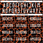 Benutzerdefinierte schwarz weiß-orange abstrakte Netzwerk Splash Sublimation Fußball Uniform Jersey Benutzerdefinierte schwarz weiß-orange abstrakte Netzwerk Splash Sublimation Fußball Uniform Jersey