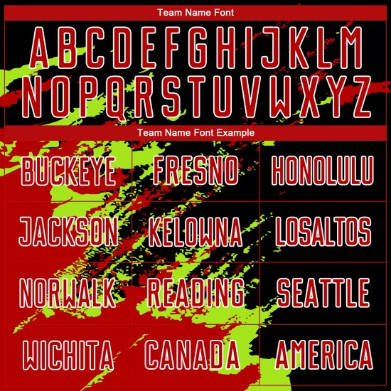 Benutzerdefinierte schwarz rot-neongrün abstrakte Fragment Kunst Splash Sublimation Fußball Uniform Trikot Benutzerdefinierte schwarz rot-neongrün abstrakte Fragment Kunst Splash Sublimation Fußball Uniform Trikot