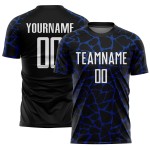 Benutzerdefinierte schwarz weiß-königsblau abstrakte Netzwerk Splash Sublimation Fußball Uniform Trikot Benutzerdefinierte schwarz weiß-königsblau abstrakte Netzwerk Splash Sublimation Fußball Uniform Trikot