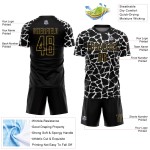 Benutzerdefinierte schwarz weiß-altgold abstrakte Netzwerk Splash Sublimation Fußball Uniform Jersey Benutzerdefinierte schwarz weiß-altgold abstrakte Netzwerk Splash Sublimation Fußball Uniform Jersey