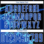 Benutzerdefinierte Schwarz Thunder Blau-Himmel Blau Abstrakte Fragment Kunst Splash Sublimation Fußball Uniform Jersey Benutzerdefinierte Schwarz Thunder Blau-Himmel Blau Abstrakte Fragment Kunst Splash Sublimation Fußball Uniform Jersey