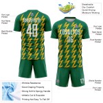 Benutzerdefinierte Kelly Green Weiß-Gold Zickzack Form Sublimation Fußball Uniform Trikot Benutzerdefinierte Kelly Green Weiß-Gold Zickzack Form Sublimation Fußball Uniform Trikot