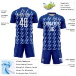Benutzerdefinierte Royal Weiß-Hellblau Zickzack Form Sublimation Fußball Uniform Trikot Benutzerdefinierte Royal Weiß-Hellblau Zickzack Form Sublimation Fußball Uniform Trikot