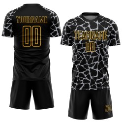 Benutzerdefinierte schwarz grau-gold abstrakte Netzwerk Splash Sublimation Fußball Uniform Trikot Benutzerdefinierte schwarz grau-gold abstrakte Netzwerk Splash Sublimation Fußball Uniform Trikot