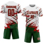 Benutzerdefinierte weiß rot-grün abstrakte Fragment Kunst Splash Sublimation Fußball Uniform Jersey Benutzerdefinierte weiß rot-grün abstrakte Fragment Kunst Splash Sublimation Fußball Uniform Jersey