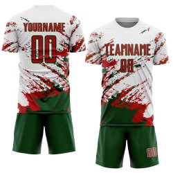 Benutzerdefinierte weiß rot-grün abstrakte Fragment Kunst Splash Sublimation Fußball Uniform Jersey