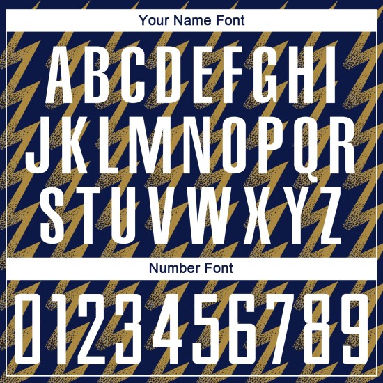 Benutzerdefiniertes Marine-Weiß-Altgold-Sublimations-Fußballtrikot mit Zickzack-Form Benutzerdefiniertes Marine-Weiß-Altgold-Sublimations-Fußballtrikot mit Zickzack-Form