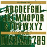 Benutzerdefinierte weiß grün Kelly Grün-Gold abstrakte Fragment Kunst Splash Sublimation Fußball Uniform Jersey Benutzerdefinierte weiß grün Kelly Grün-Gold abstrakte Fragment Kunst Splash Sublimation Fußball Uniform Jersey